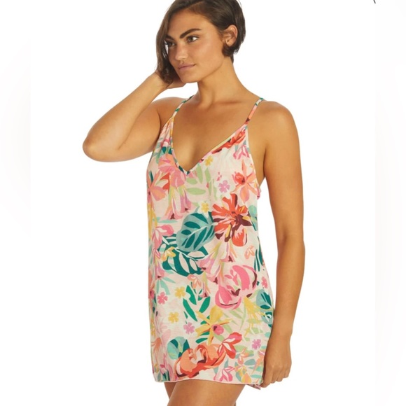 Hurley Floral Pop V-neck Slip Dress - Picture 2 of 10